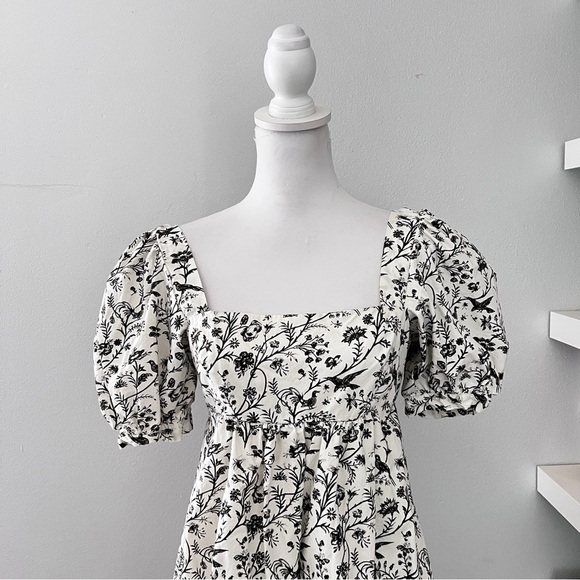Laura Ashley x Urban Outfitters Penelope Toile Puff Sleeve Baby Doll Dress med - Picture 3 of 15